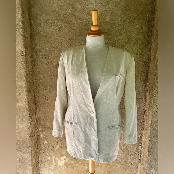 Prescott & Andrew’s vintage 100% silk  cream blazer / jacket - Picture 2 of 9